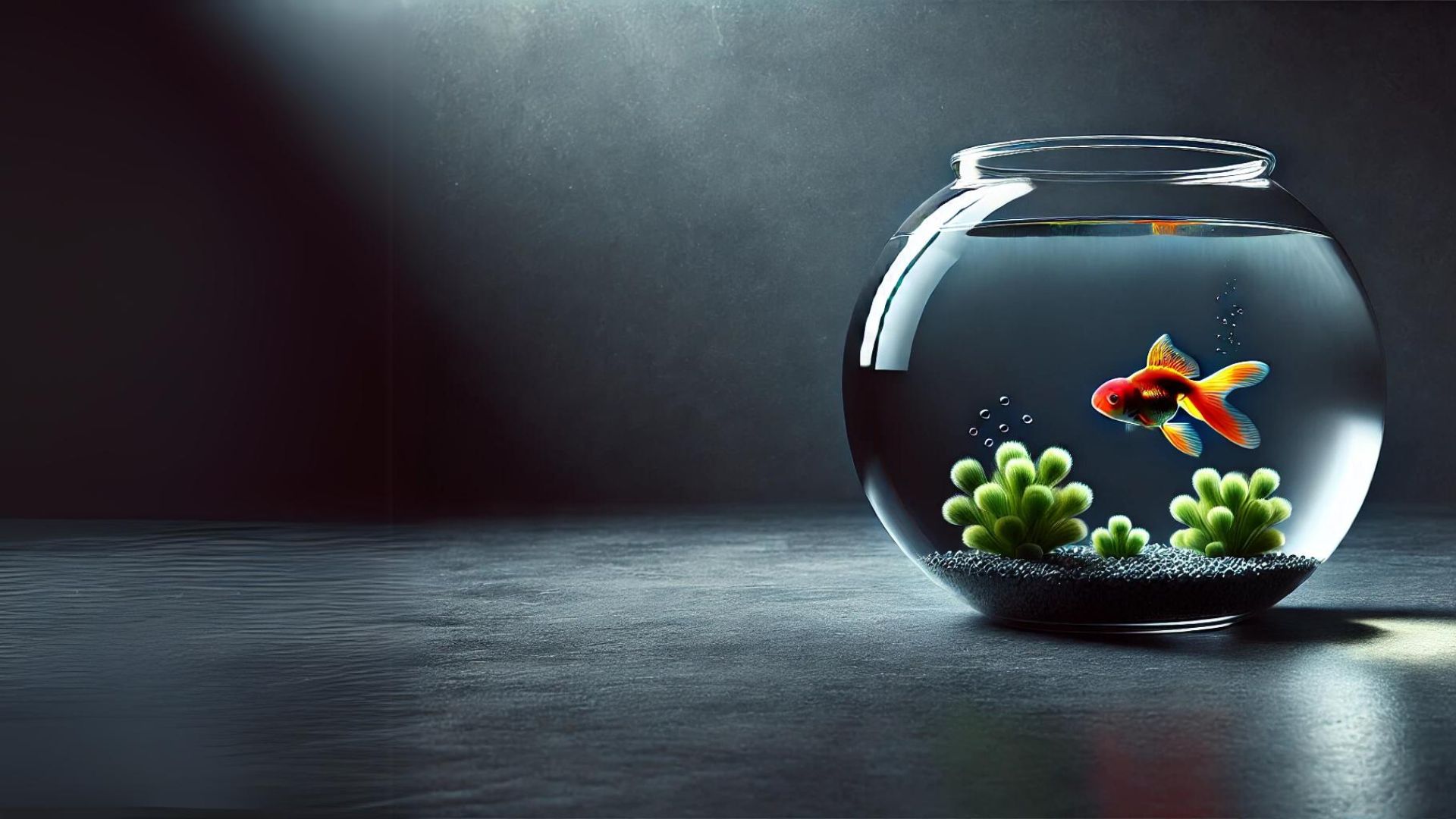 Goldfish In A Bowl On A Dark Background 2